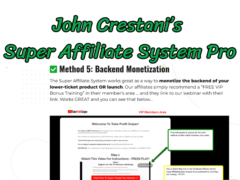 John Crestani's Super Affiliate System Pro Method 5 Backend Monetization