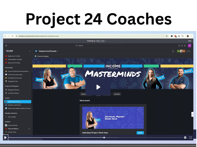 Project 24 Coaches Project 24 Coaches, two men and two women, posed on a computer screen.