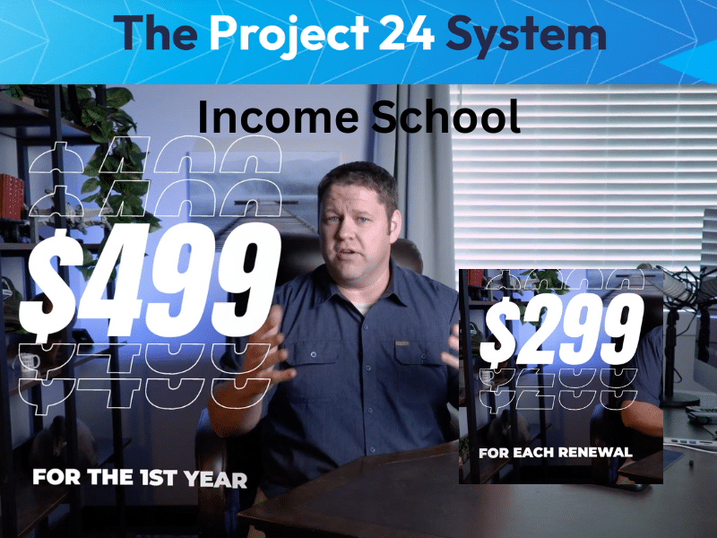 Project 24 Pricing Project 24 pricing $499 for the first year, $299 per year thereafter.